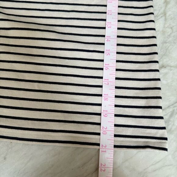 Theory Aprine K Classic Stripe Off-the-Shoulder Top 100% cotton cream/navy Sz S - Picture 8 of 8